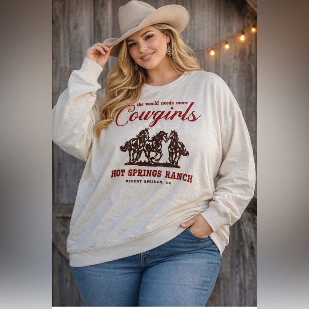 Grayson Threads Cozy Western Cowgirl Graphic Boxy Retro Sweatshirt Size 3X NWT